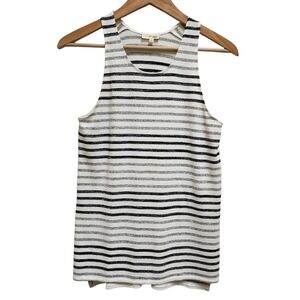 Wilfred Free Tank Top Womens XS Black Ivory Striped Sleeveless Stretchy Scoop